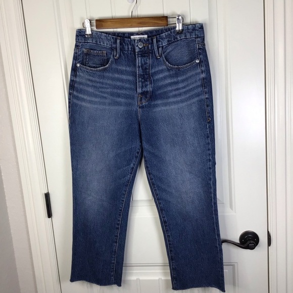 Good American Good Boy Frayed Hem Boyfriend Jeans Size 29P. - Picture 2 of 11